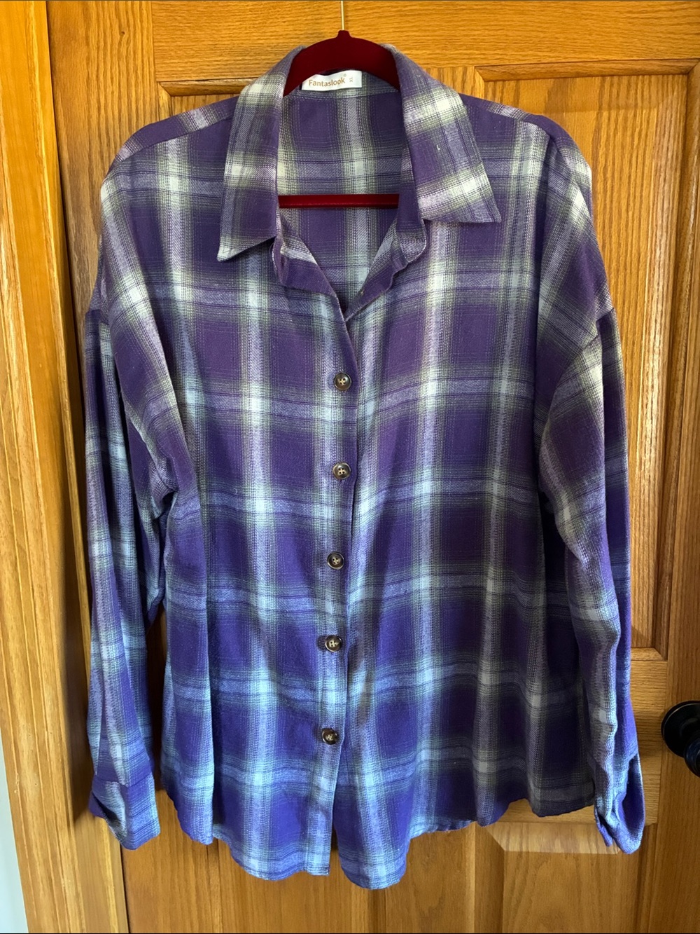 Purple Plaid Button-Down Shirt